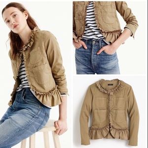 J Crew ruffle chino jacket size 12 ridge khaki